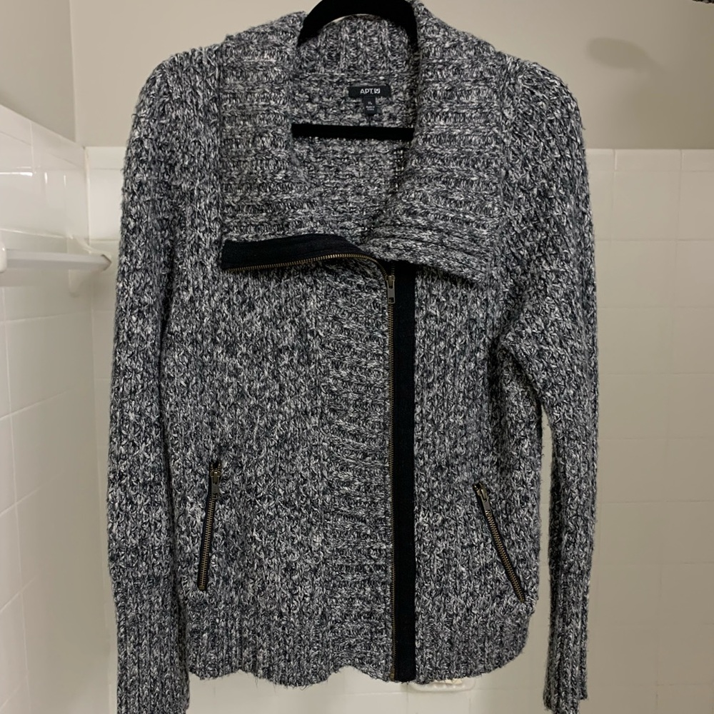 🖤SOLD🖤 Apt. 9 Zip Up Sweater Jacket Sz XL black and white tweed